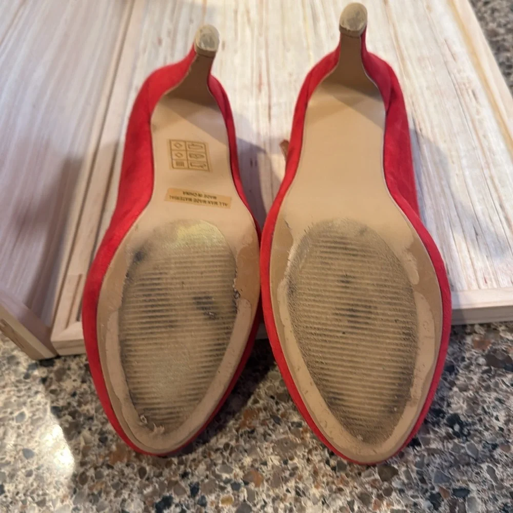 Suede Red Mary Jane Heels - Picture 8 of 15